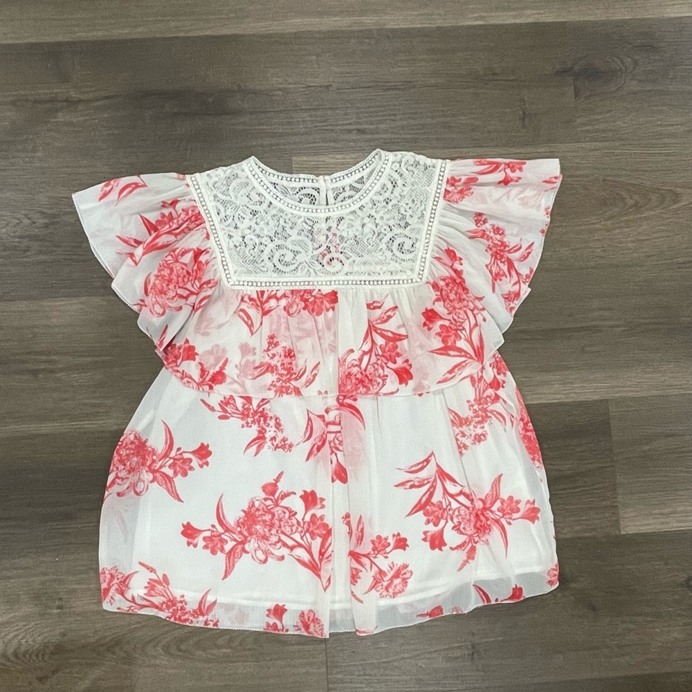 Champagne and Strawberry soft scheffon blouse
